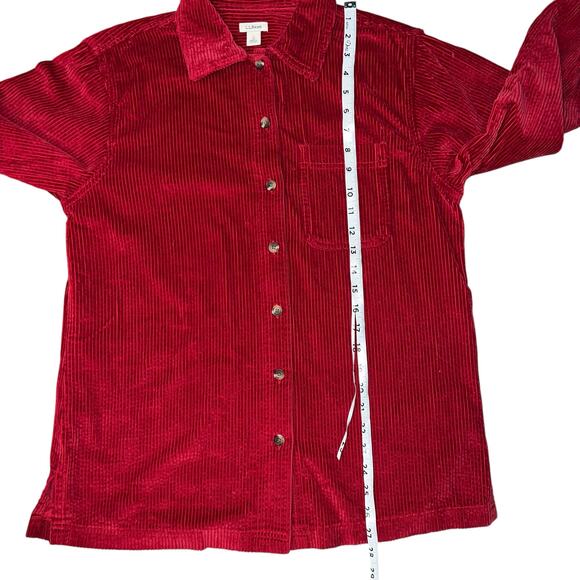 Vintage L.L Bean Button Long Sleeve Corduroy Red Shirt Jacket womens size small - Picture 4 of 7